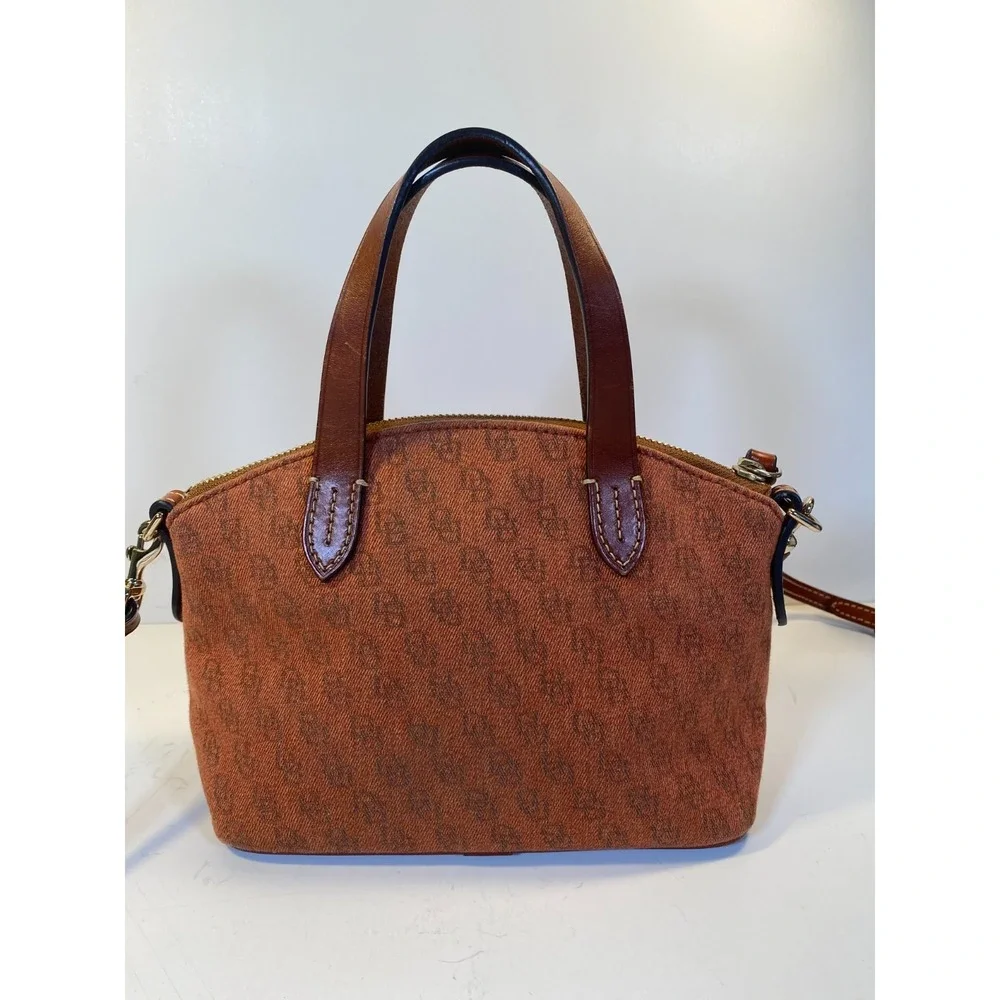 Dooney and Bourke Gretta Satchel Red/Orange/Brown Leather Logo Handbag w/ Strap